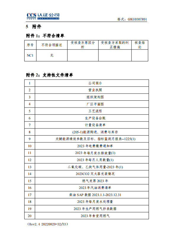 溫室氣體核查報(bào)告